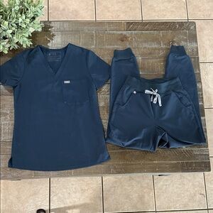 FIGS XXS Scrub Set Dark Harbor Catarina Top & Zamora Joggers